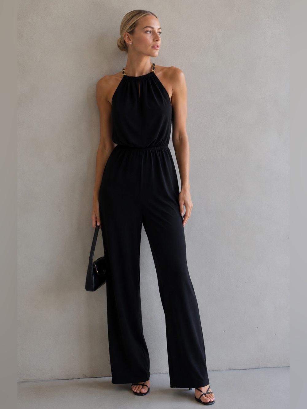 Y2K Laundry by Shelli Segal Black Jersey Knit Jumpsuit - Size 4